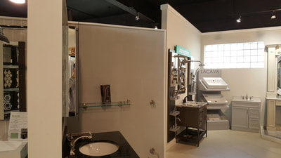Bathroom design display at Hansgrohe display at Broadway Kitchens & Baths showroom